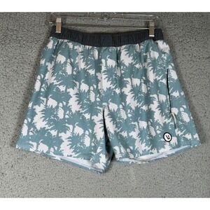 Vuori Men Core Short M Blue Palm Tree Swim Performance Hidden Zip Palm Tree Draw
